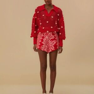 Farm Rio Handmade Hearts Knit Sweater